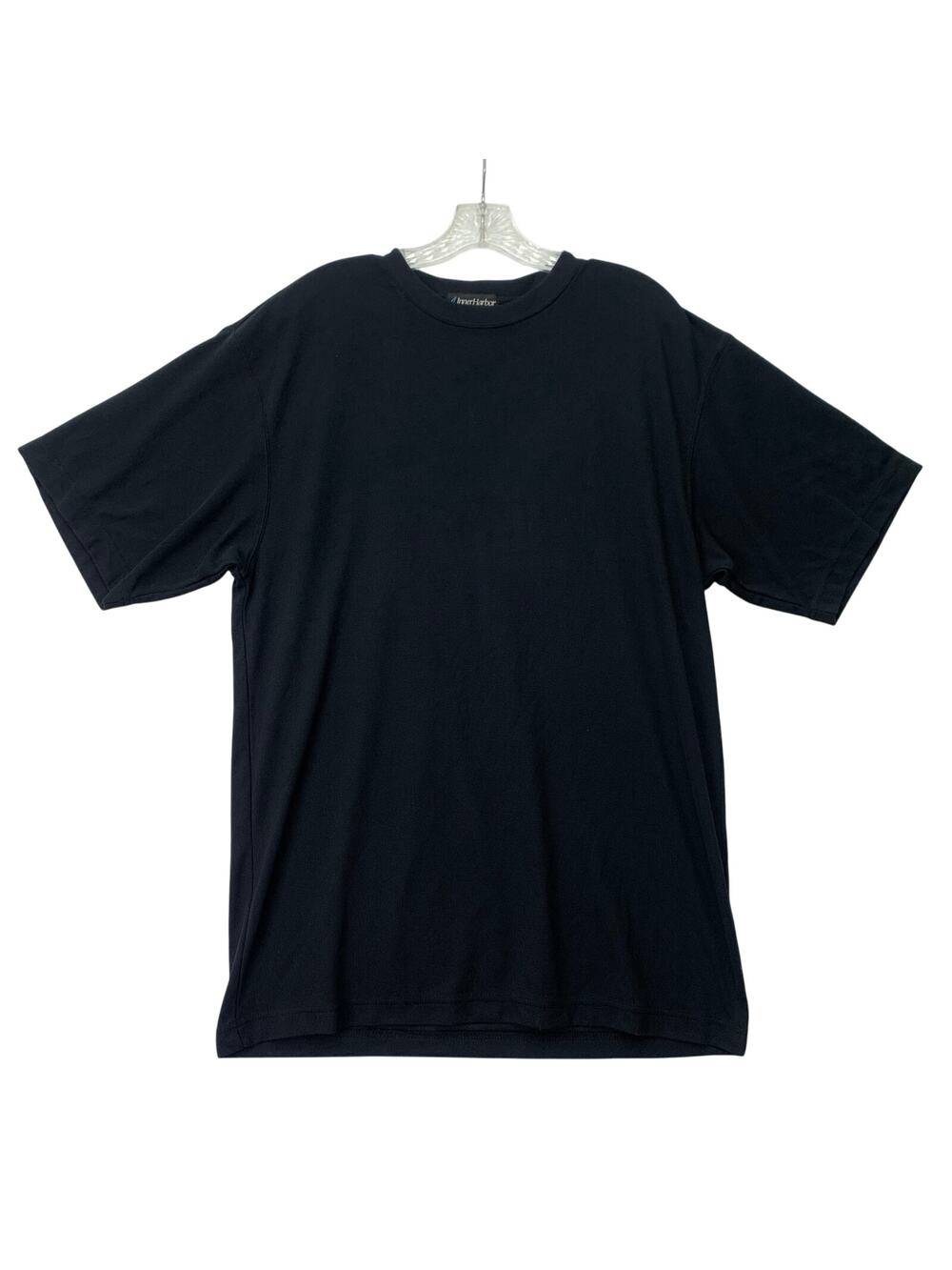 VTG Inner Harbor Mens Large Black Ribbed Silky Soft Crew Short Sleeve Tee Shirt